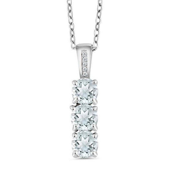 Triple Stone Drop White Topaz Necklace 18K White Gold Plated Pear Iphigenia