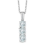 Triple Stone Drop White Topaz Necklace 18K White Gold Plated Pear Iphigenia