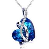 Bermuda Blue Austrian Elements "I Love You" 18K White Gold Plated Pear Iphigenia
