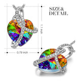 Rainbow Heart Crystal Necklace 18K Gold Plated