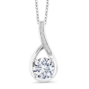 Teardrop Pave with Elements Necklace 18K White Gold Plated
