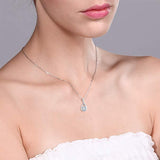 Teardrop Pave with Elements Necklace 18K White Gold Plated
