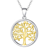 Tree of Life Multi-Tone Pendant Necklace 14K Gold Plated Pear Iphigenia