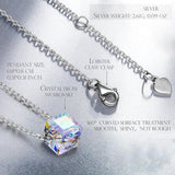 Aurora Borealis Elements Cubed Necklace 14K White Gold Plated Pear Iphigenia