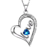 Blue Elements Heart Shaped "Love" Necklace 14K White Gold Plated Pear Iphigenia