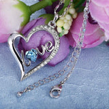 Blue Elements Heart Shaped "Love" Necklace 14K White Gold Plated Pear Iphigenia