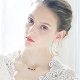 Elements Rainbow of Love Bubble Necklace 14K White Gold Plated Pear Iphigenia