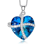 Bermuda Blue Sleek Heart Necklace 14K White Gold Plated Pear Iphigenia
