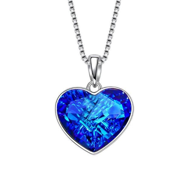 Aruba Blue Elements Heart Shaped Necklace 14K White Gold Plated Pear Iphigenia