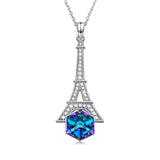 Eiffel Tower Pave Necklace 18K White Gold Plated Pear Iphigenia