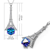 Eiffel Tower Pave Necklace 18K White Gold Plated Pear Iphigenia