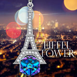 Eiffel Tower Pave Necklace 18K White Gold Plated Pear Iphigenia