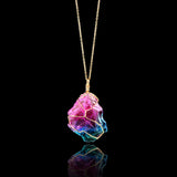 Rainbow Mineral Quartz Pendant Necklace in 14K Gold Plating Pear Iphigenia