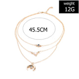 Opal Crescent 3 Piece Statement Necklace 14K Gold Plated