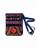 Suede Embroidered Tangerine and Blue Crossbody Bags