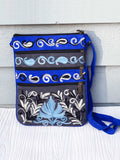 Suede Embroidered Five Zipper Cross-Body Bag