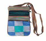 Handmade Blue and Green Suede Cross Body Bag