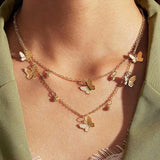 2 Piece Butterfly Drop Necklace 18K Gold Plated