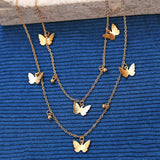 2 Piece Butterfly Drop Necklace 18K Gold Plated