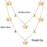 2 Piece Butterfly Drop Necklace 18K Gold Plated