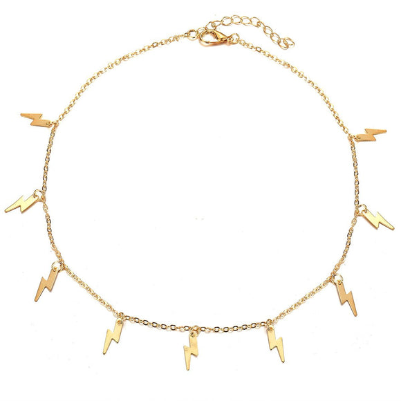 Lightning Bolt Necklace 18K Gold Plated