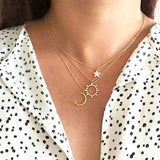 3 Piece Celestial Pave Necklace with Crystals 18K Gold Plated