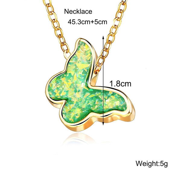 Opal Butterfly Green 18K Gold Plated Necklace Pear Iphigenia
