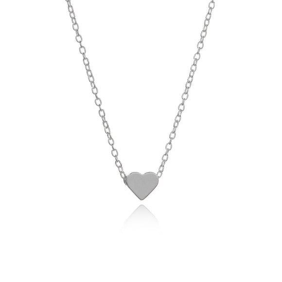 Classic Heart Necklace 18K White Gold Plated