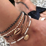 Multi Layered Gold Shell Pendant Chains Ankle Bracelet Coffee Jasper