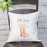 Hello Spring Boots Pillow Cover