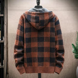 Men's Hooded Plaid Zipped Up Jacket