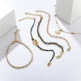 Multi Layered Gold Shell Pendant Chains Ankle Bracelet Coffee Jasper