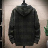 Men's Hooded Plaid Zipped Up Jacket