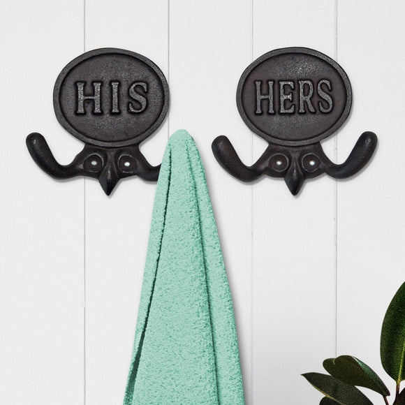 Set of 2 His and Hers Towel Hooks, 5.8