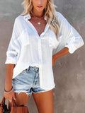 Stylish Thin Button Blouse Silver Sam