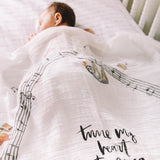 Music Parade - Organic Swaddle Blanket Blue Thalassa