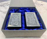 Square Soap Dispenser and Toothbrush Holder in Gift Box, Silver
