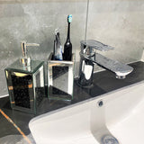 Square Soap Dispenser and Toothbrush Holder in Gift Box, Black Crushed Coral Rosemary