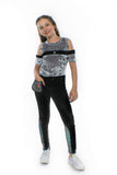 Ori Pants, with Pocketwist™. Glitter stretch velvet with sleek design. Sky Blue Beech