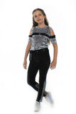 Ori Pants, with Pocketwist™. Glitter stretch velvet with sleek design. Sky Blue Beech
