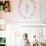 Peony Blooms - Organic Swaddle Blanket Blue Thalassa