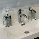 Square Soap Dispenser and Toothbrush Holder in Gift Box, Silver