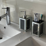 Square Soap Dispenser and Toothbrush Holder in Gift Box, Black Crushed Coral Rosemary