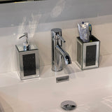 Square Soap Dispenser and Toothbrush Holder in Gift Box, Black Crushed Coral Rosemary