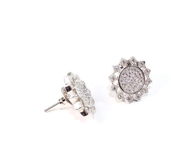 High Sun Chakra Sparkling Stud Earrings Silver Hestia