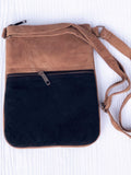 Purple, Gold and Peach Suede Cross Body Bag