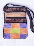 Purple, Gold and Peach Suede Cross Body Bag