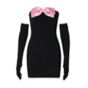 Bows Trim Strapless Corset Top Mini Skirt Set