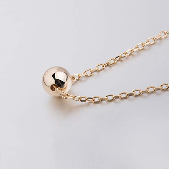 Sleek Sphere Circular Minimalist Pendant Necklace 14K Gold Plated Pear Iphigenia