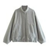 Chic Solid Grey Streetwear Oversized Women Outwear Silver Sam